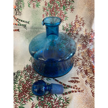 Load image into Gallery viewer, MCM Empoli Style Blue Blown Glass Squat 7” Decanter Bottle with Glasses Set