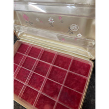 Load image into Gallery viewer, Vintage Farrington 20 Compartment Hard Cover Jewelry Case with Deep Pink Velvet and Floral Design