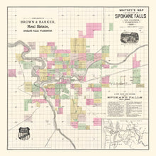 Load image into Gallery viewer, Vintage Map of Spokane Falls, Washington 1890