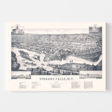 Load image into Gallery viewer, Vintage Map of Spokane Falls, Washington 1884