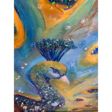 Load image into Gallery viewer, Peacock Painted with Resin and Glass by Kimberly Bottemiller