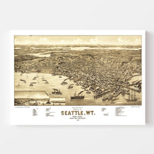 Load image into Gallery viewer, Vintage Map of Seattle, Washington 1884
