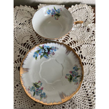 Load image into Gallery viewer, Vintage Japan Teacup & Saucer with Delicate Pink and Blue Flowers and Gold Trim