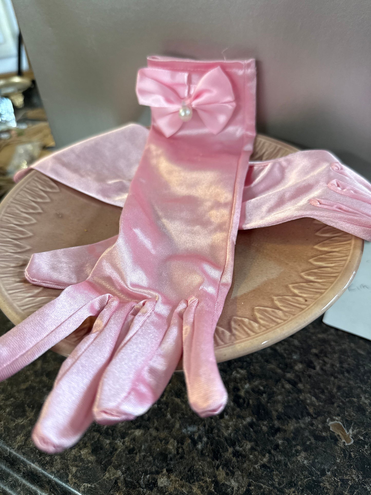 Girls Satin Gloves