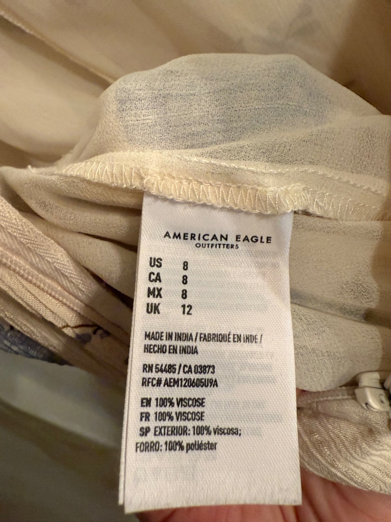 S-American Eagle Beige with multicolor floral print Lightweight cotton S/M Jumpsuit Good