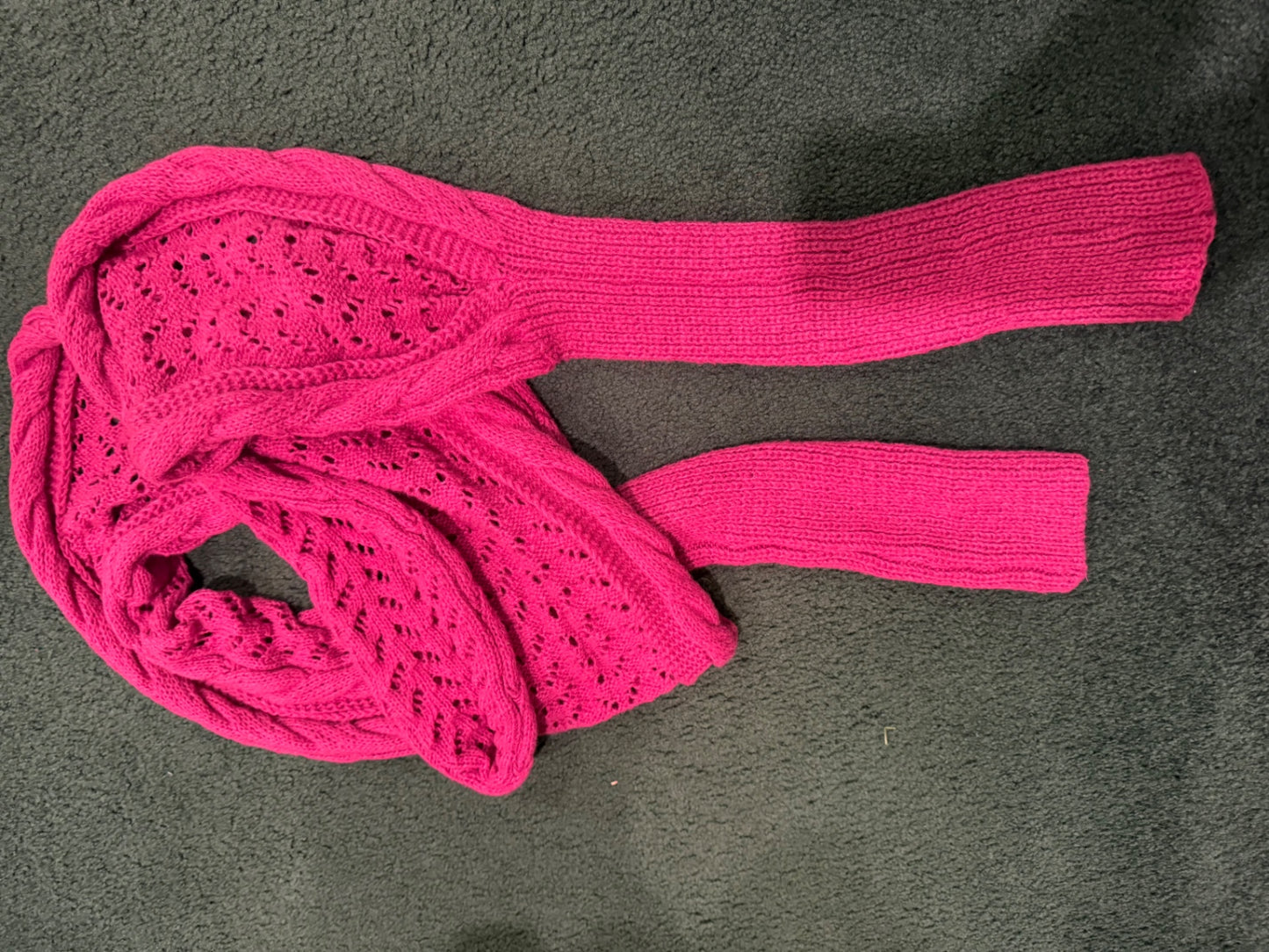 Pink Knitted wrap around yarn Scarf