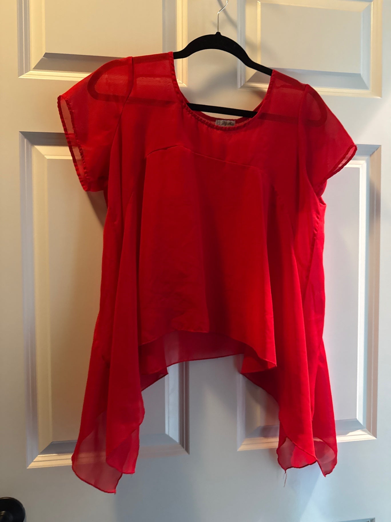 S-Red Chiffon Blouse