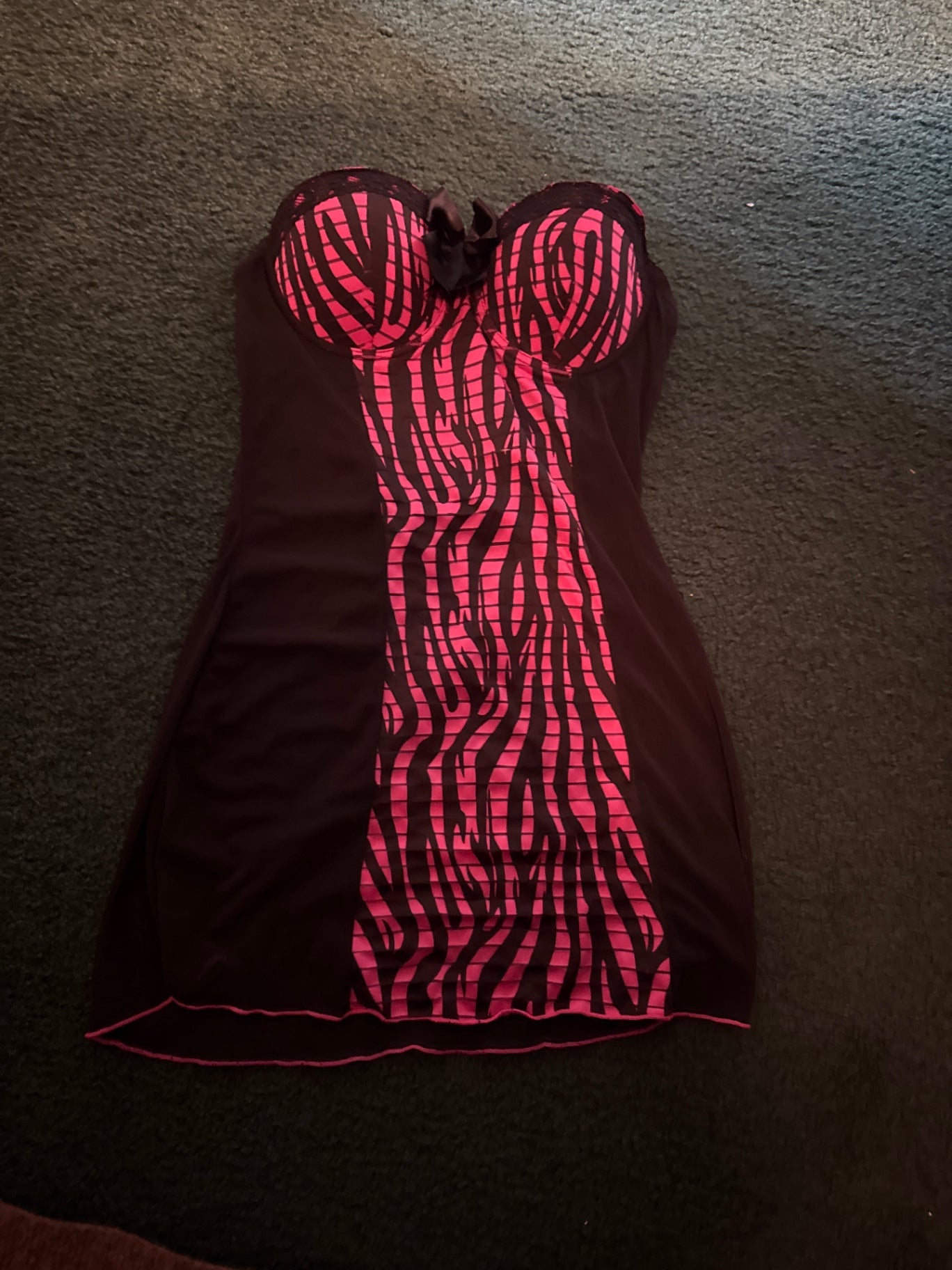 S- Pink and Black Unknown fabric Lingerie