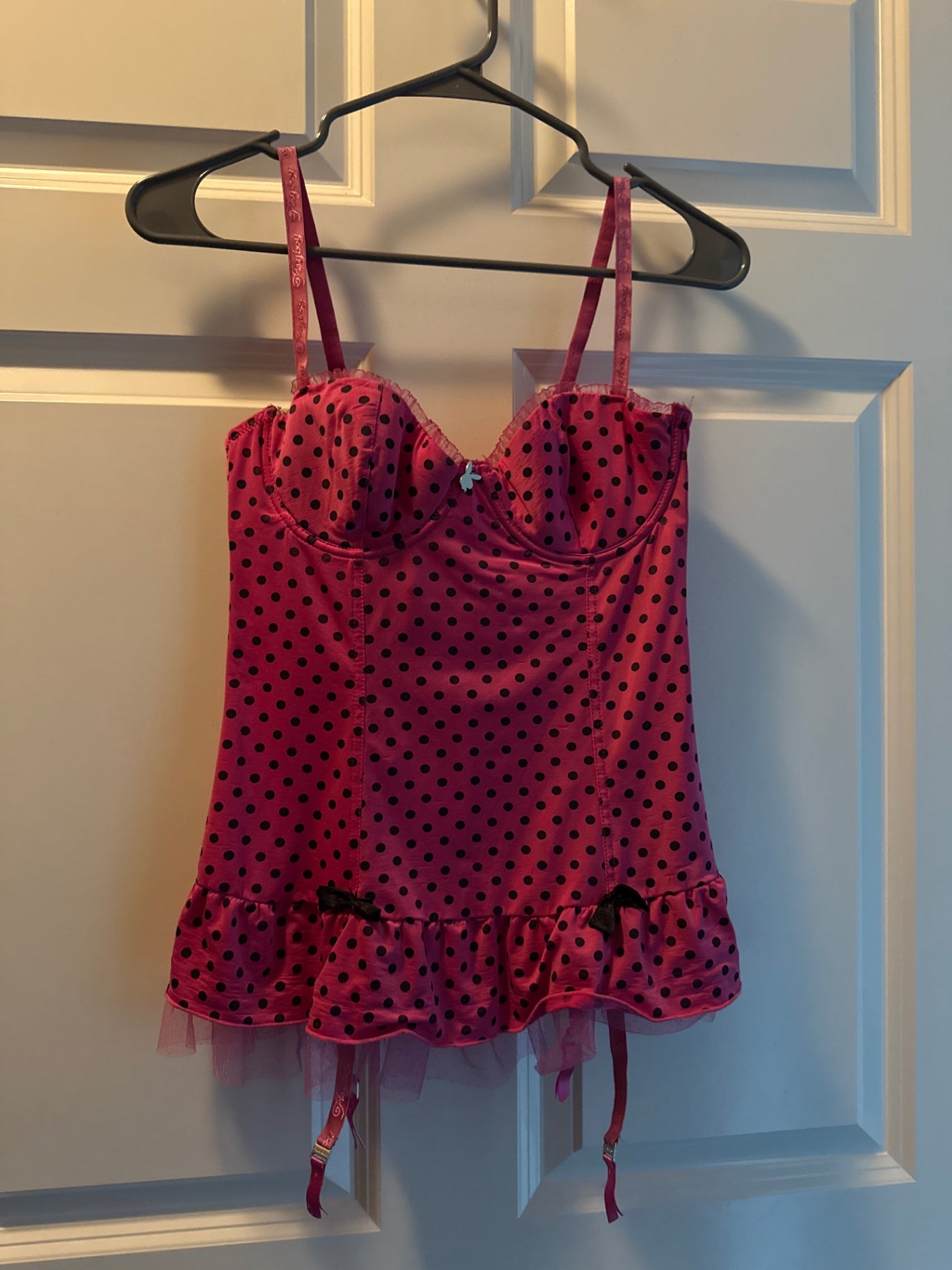 S-Playboy Pink Satin, Mesh, Tulle Lingerie