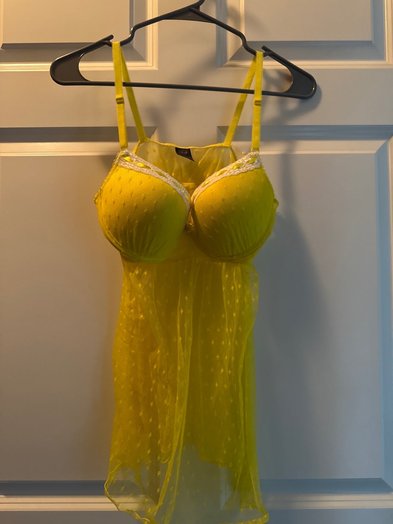 S-Yellow Sheer Mesh/Polyester 34c Lingerie