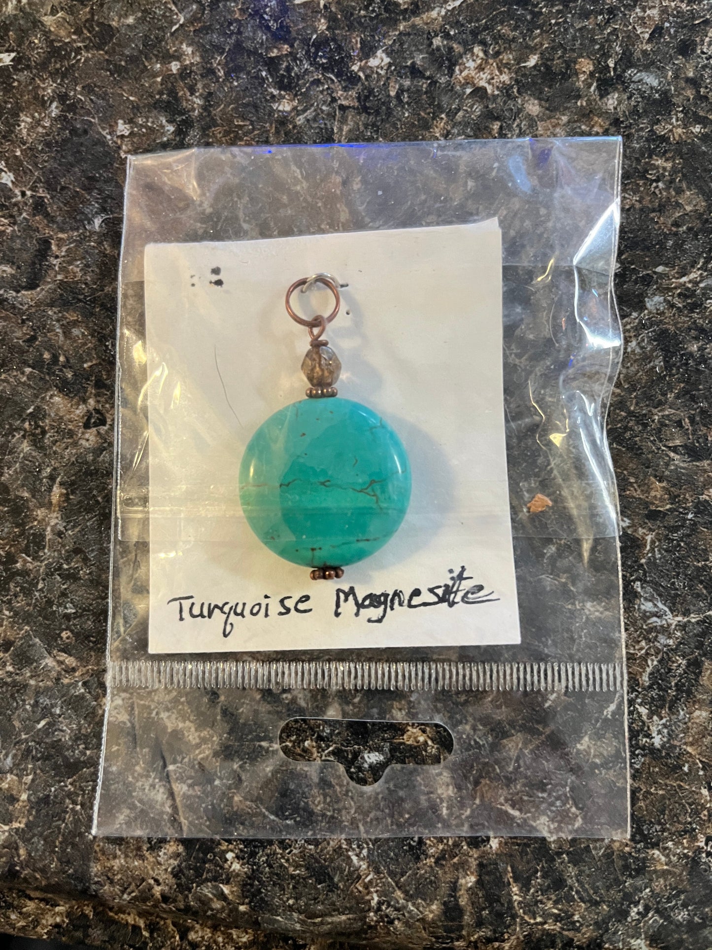 Handmade Luster and Loom Turquiose Magnestite Pendant