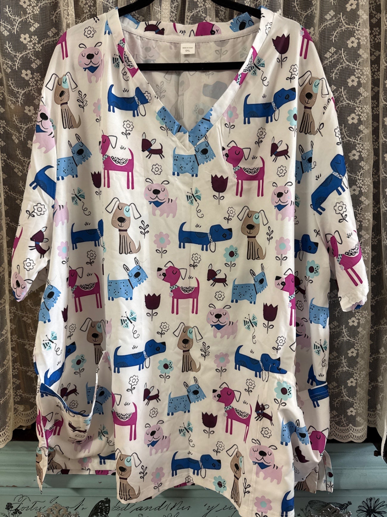 Happy Scrubs Multicolor (white, pink, blue, brown, beige, black) Polyester (or synthetic fabric, based on appearance) 5XL Scrub Very Good