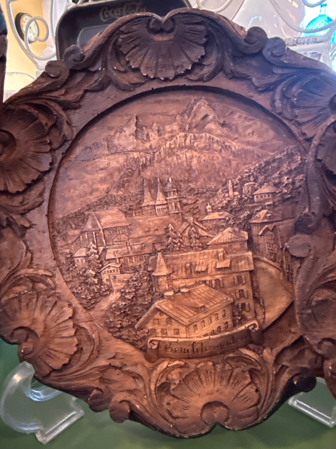 Vintage German Souvenir Relief Plate – Berchtesgaden | Ornate Carved Wall Decor