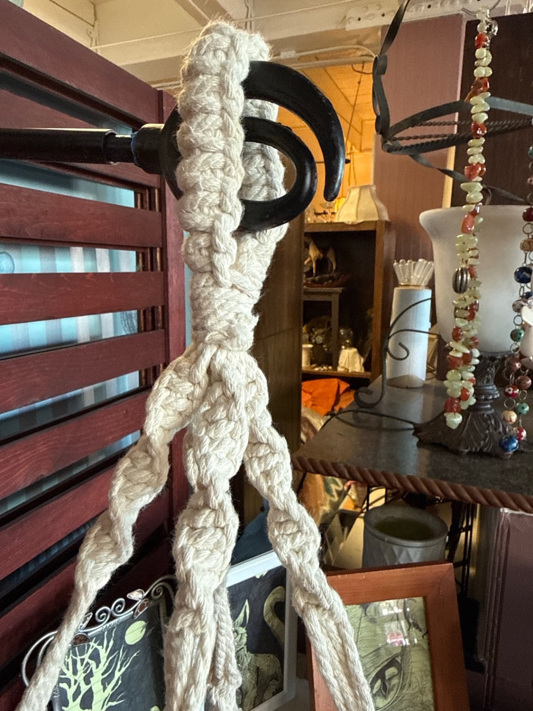 Large Handmade Macramé Hanging Planter Basket | Boho Cotton Plant Holder with Fringe