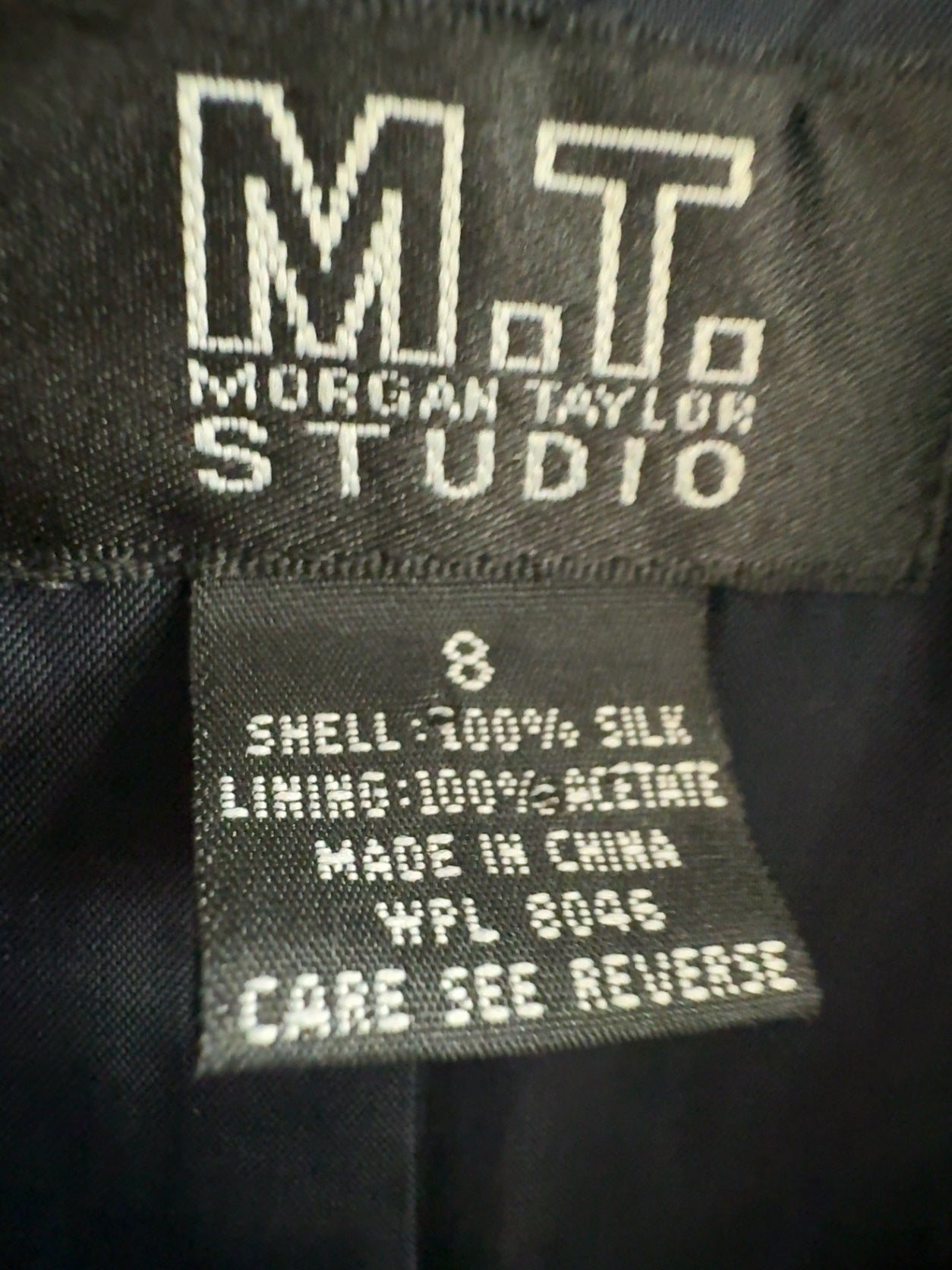 M.T. Studio Blue 100% Silk shell, 100% Acetate lining 8 Jacket Very Good