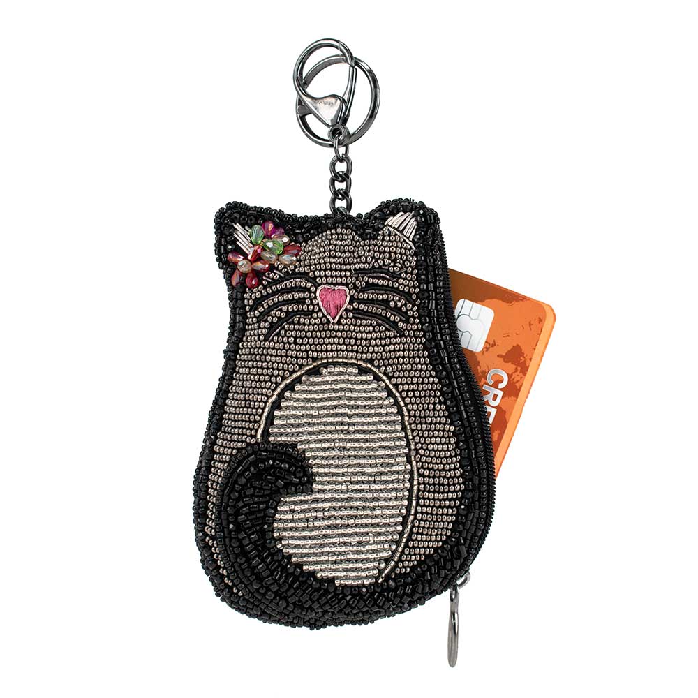 Mary Frances Accessories - Pounce Beaded Cat Coin Purse Key Fob