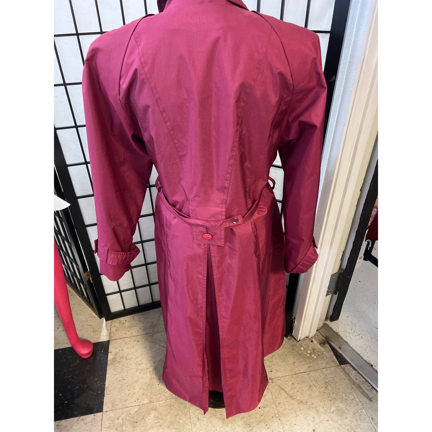 Vintage London Towne Pink Lavender Light Double Breasted Trench Style Rain Coat