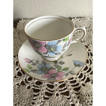 Load image into Gallery viewer, Wild Rose Salisbury Fine Bone China With Blue and Pink Flowers Made in England Teacup & Saucer