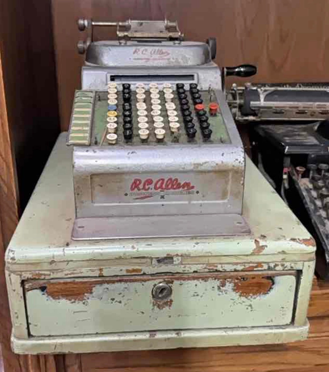 Antique R.C. Allen Mechanical Cash Register and adding machine