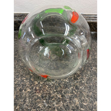 Load image into Gallery viewer, Large Hand Blown Green and Clear Glass Pitcher with Red Chili Peppers