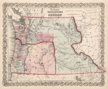 Load image into Gallery viewer, Vintage Map of Washington & Oregon 1861