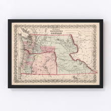 Load image into Gallery viewer, Vintage Map of Washington & Oregon 1861