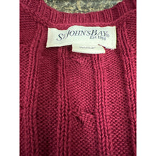 Load image into Gallery viewer, St. John’s Bay women’s classic Cable V-neck Sweater Dark Wine Size Medium