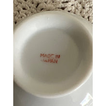 Load image into Gallery viewer, Vintage Demitasse Porcelain Hand Painted Teacup & Saucer With Green Leaves, Butterflies, and Gold Trim Made in Japan