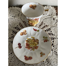 Load image into Gallery viewer, Royal Windsor Fine Bone China England Fruit Nut Gold Trim Teacup & Saucer