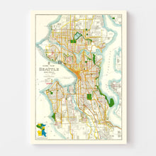 Load image into Gallery viewer, Vintage Map of Seattle, Washington 1929