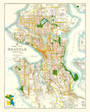 Load image into Gallery viewer, Vintage Map of Seattle, Washington 1929
