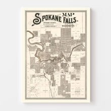Load image into Gallery viewer, Vintage Map of Spokane Falls, Washington 1889