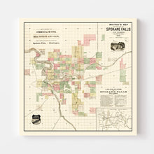 Load image into Gallery viewer, Vintage Map of Spokane Falls, Washington 1890