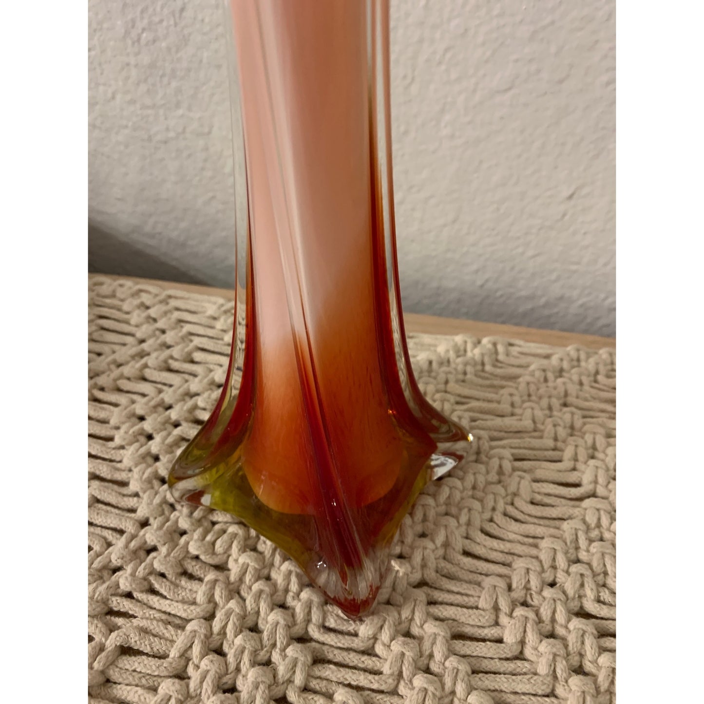 Vintage Murano Art Glass Hand Blown Tall Lilly Vase