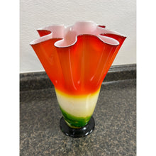 Load image into Gallery viewer, Murano Style Cased Art Glass 12" Multi-color Handkerchief Blown Glass Vase