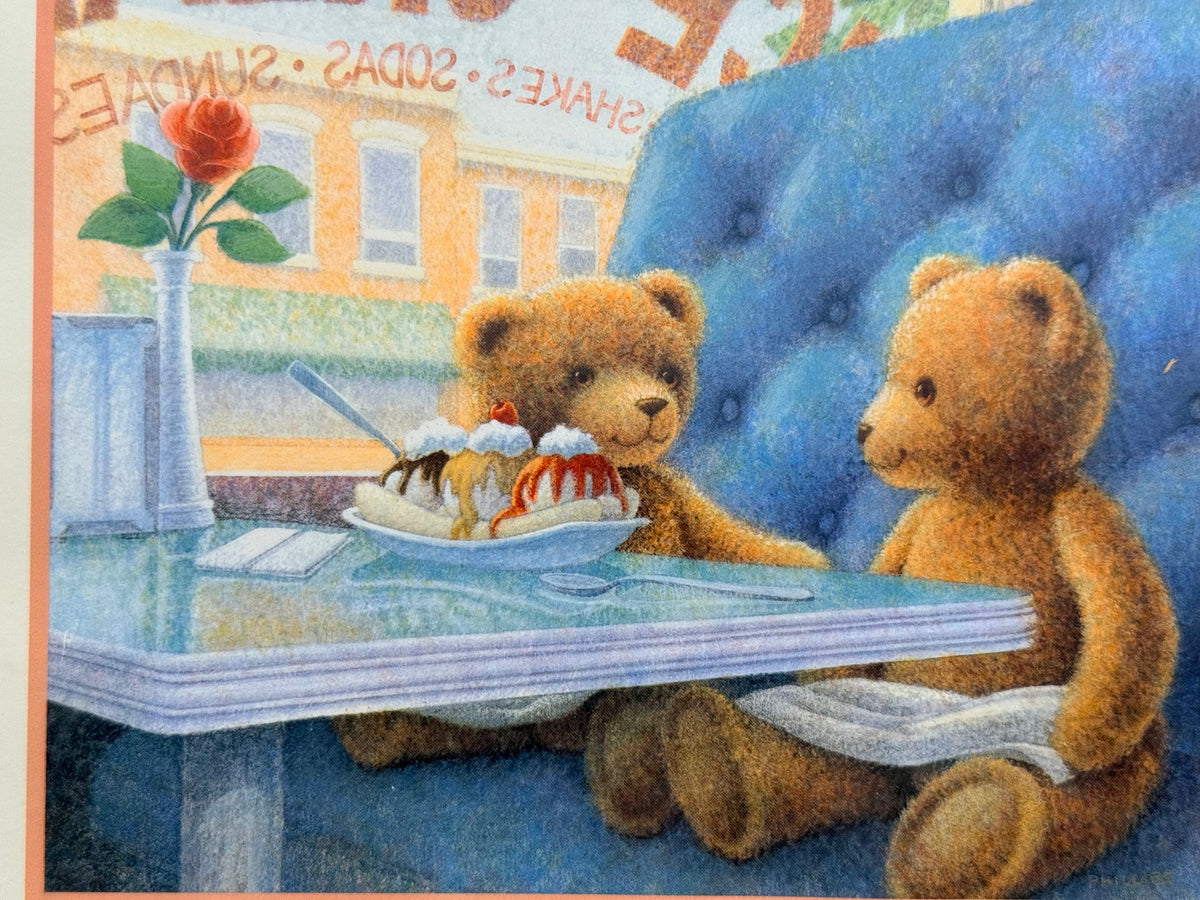 Vintage “A Treat for Two” Teddy Bear Diner Framed Print