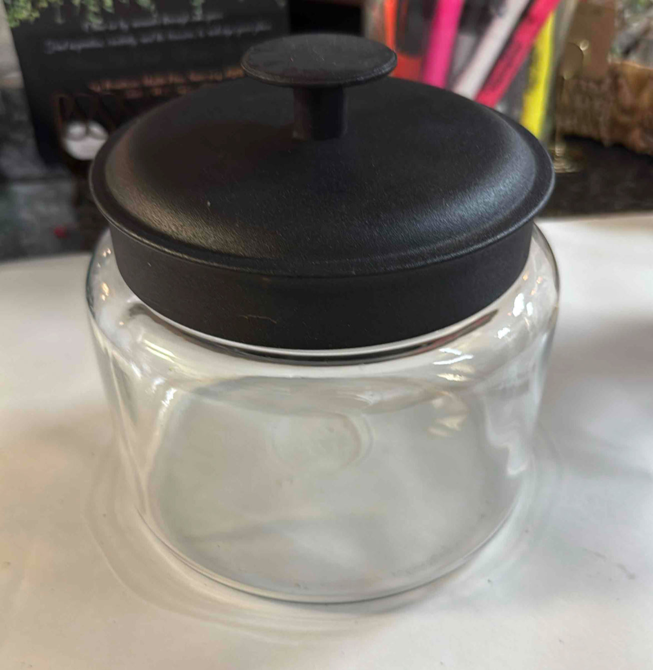 Anchor Hocking Montana Glass Jar with Black Lid