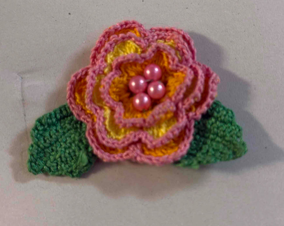 Handmade Crochet Flower with Beaded Accents