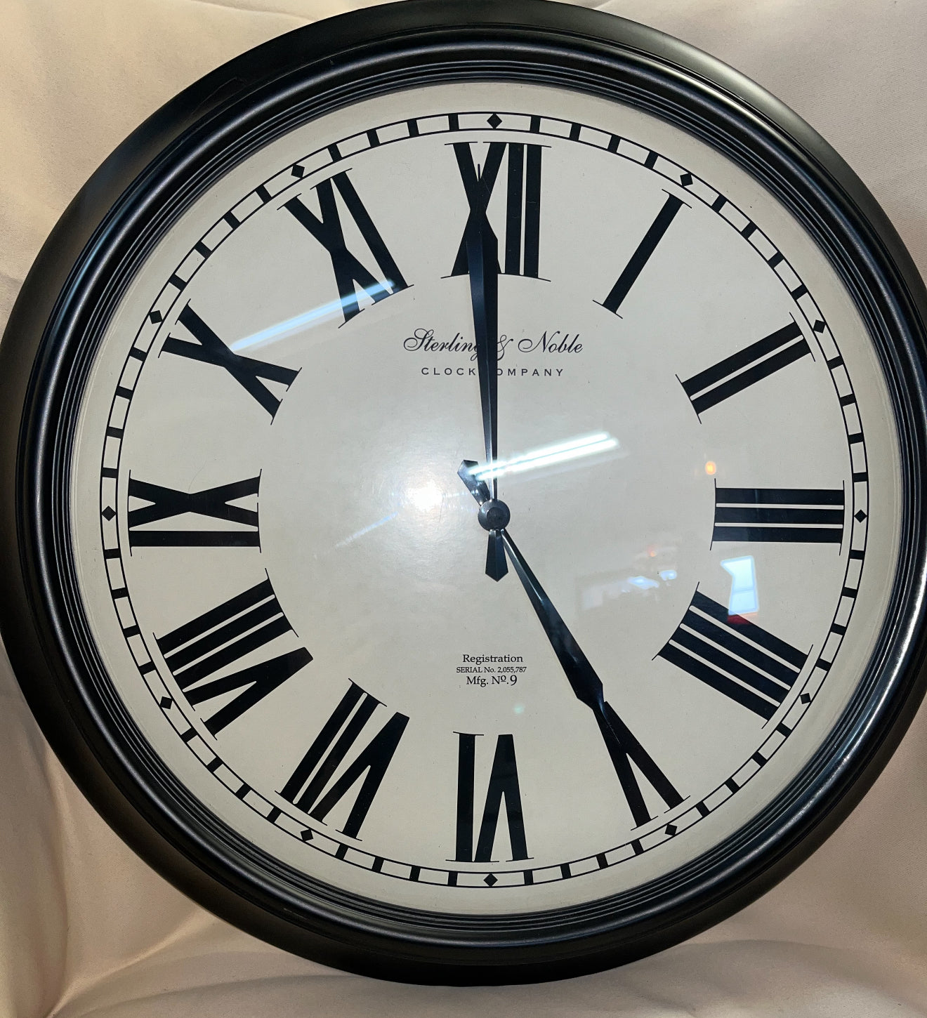 1900s-2000s Sterling and Noble Black Clock with Roman Numbers