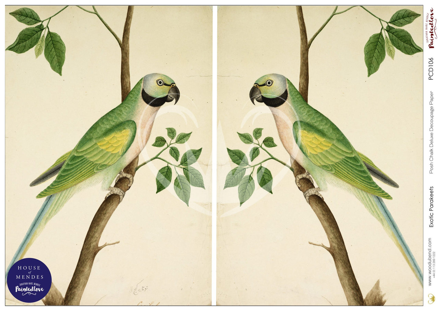 Exotic Parakeets Harvest Posh Chalk Deluxe Decoupage - A3 11-3/4 x 16-1/2 in