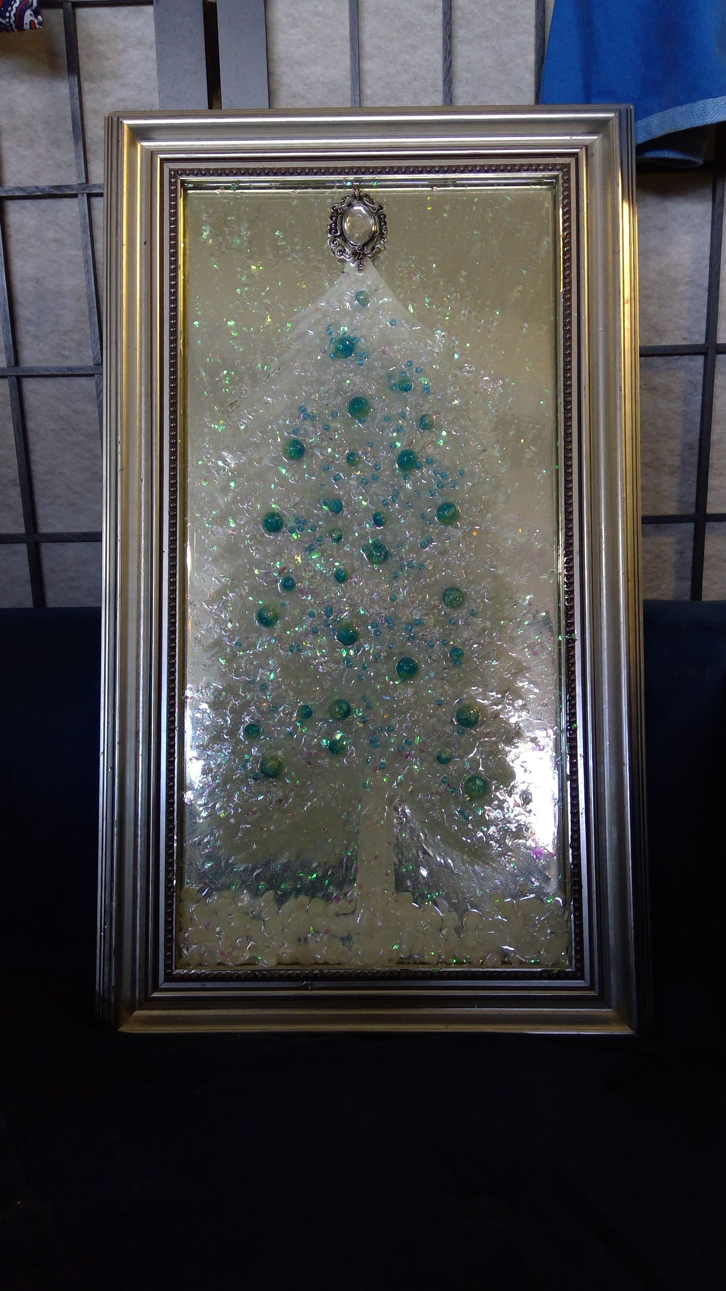 White Christmas Tree, Glass Art by Kimberly Bottemiller