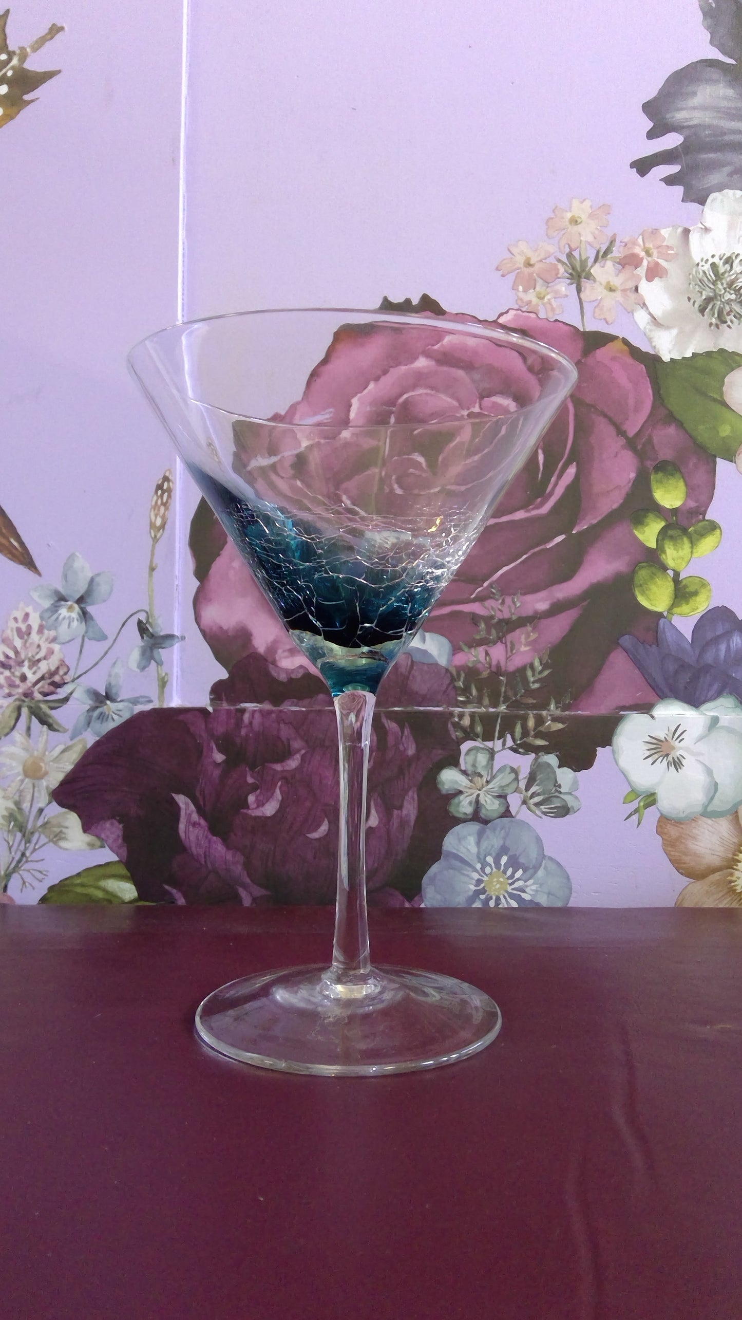 Vintage Pier 1 Teal Blue Crackle Martini
