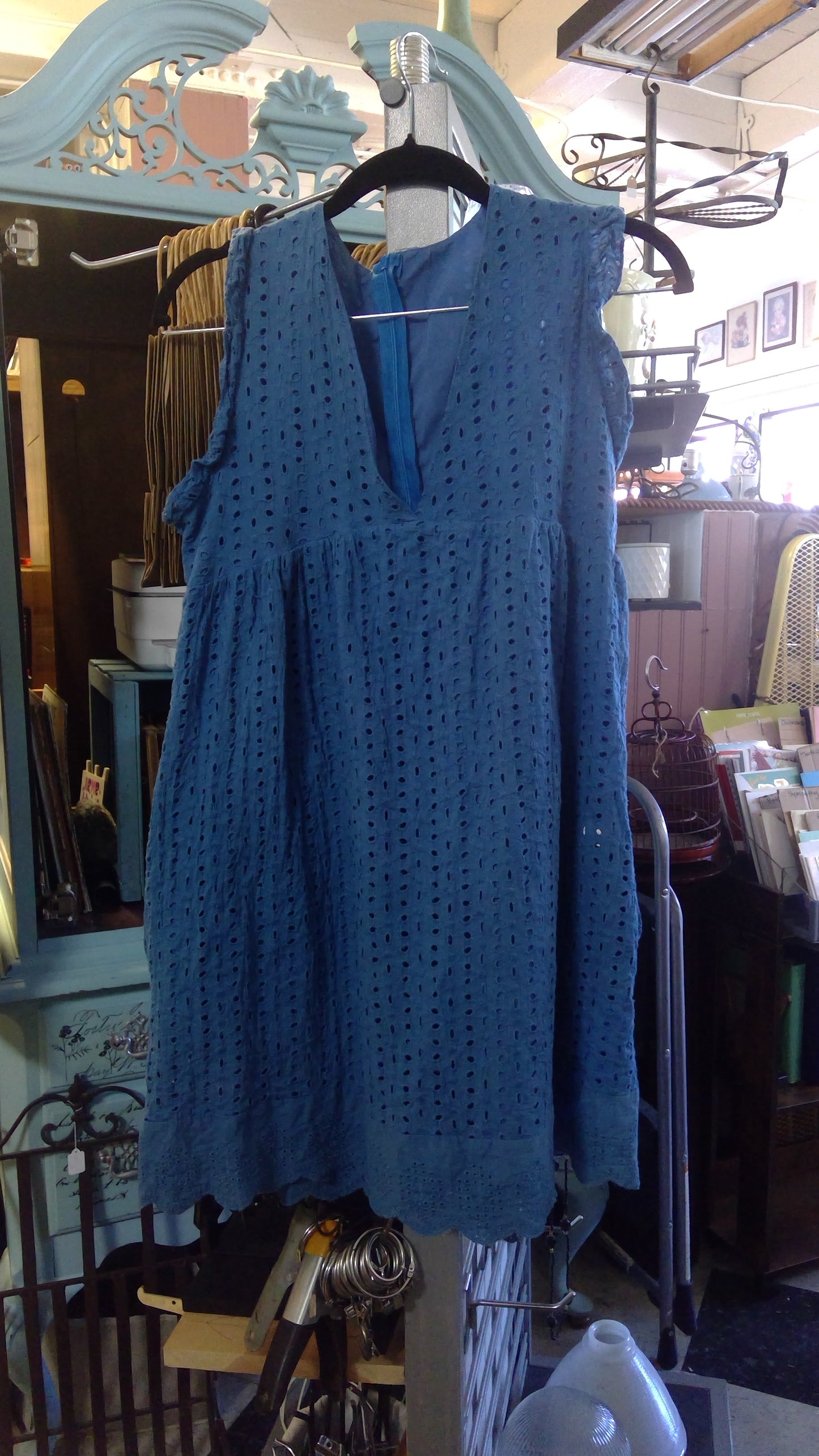 Blue Eyelet Lace Romper