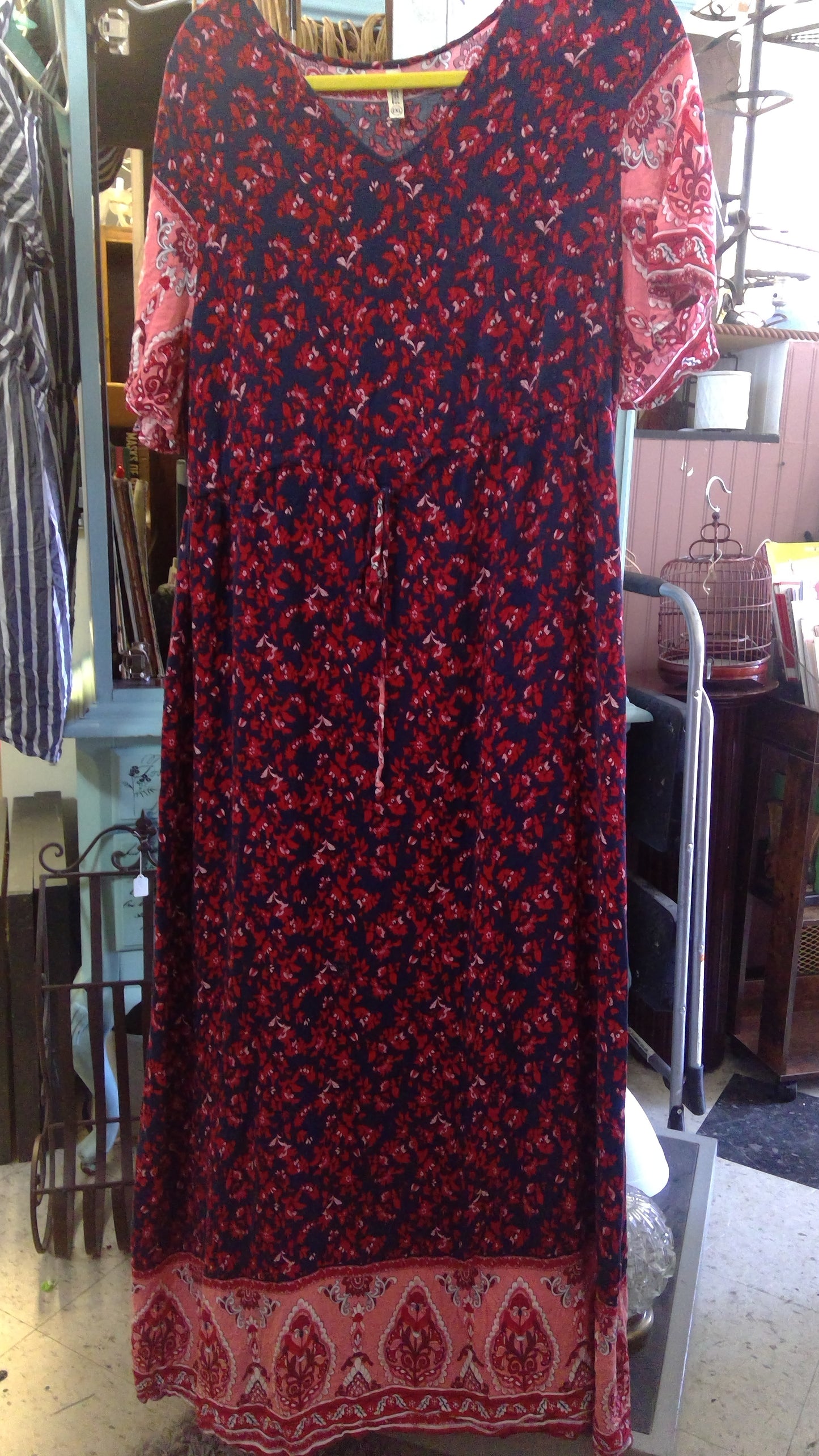Boho Red and Navy Floral Dress