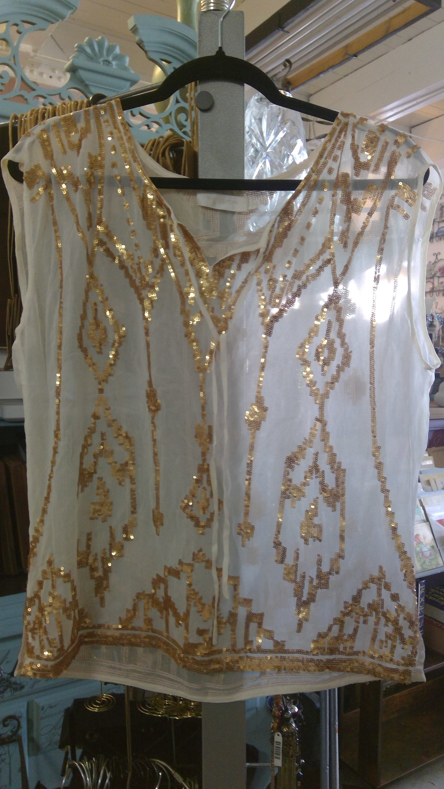 Sheer Top with Gold Sequins