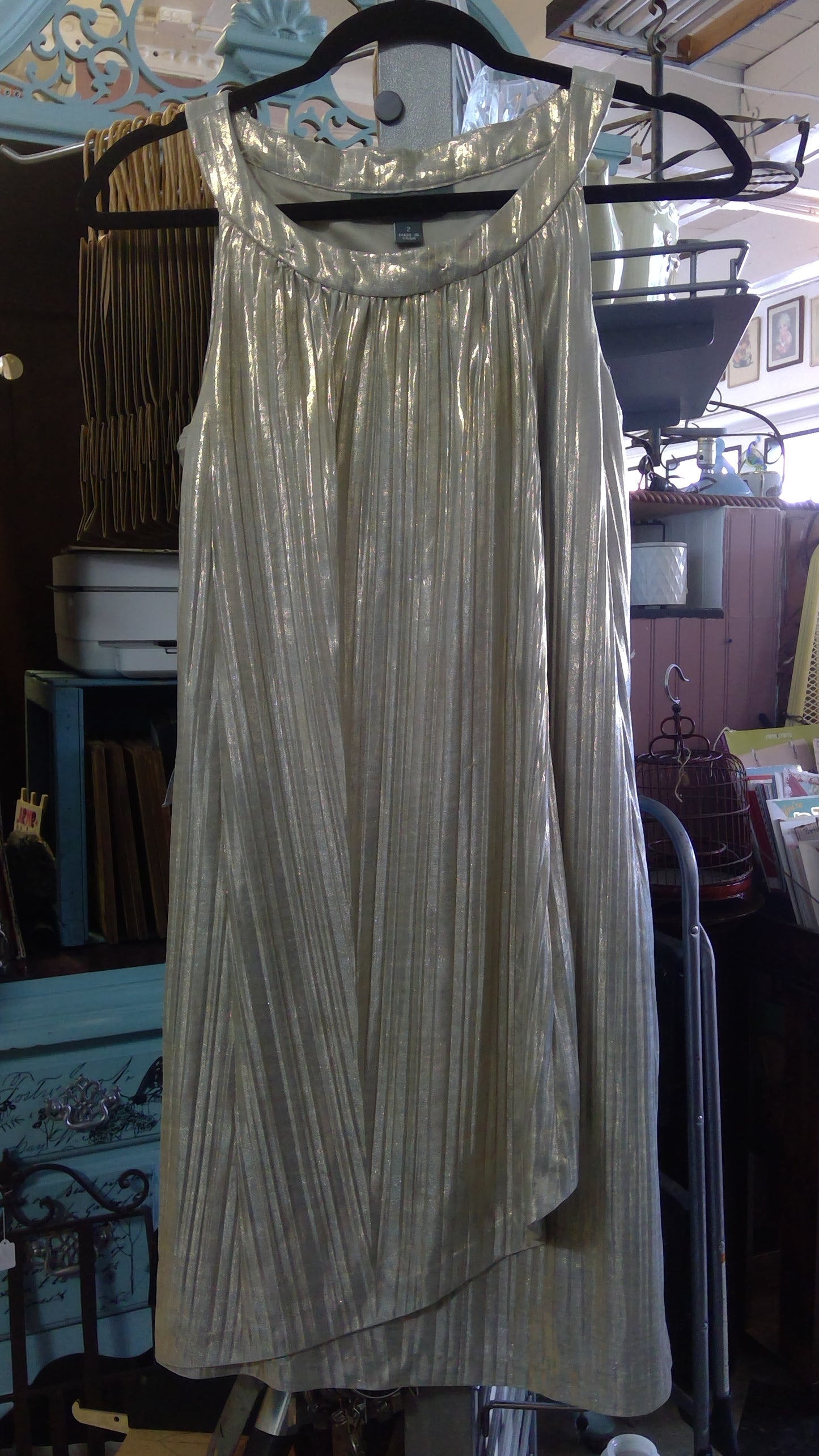 Gold Metallic Trapeze Dress