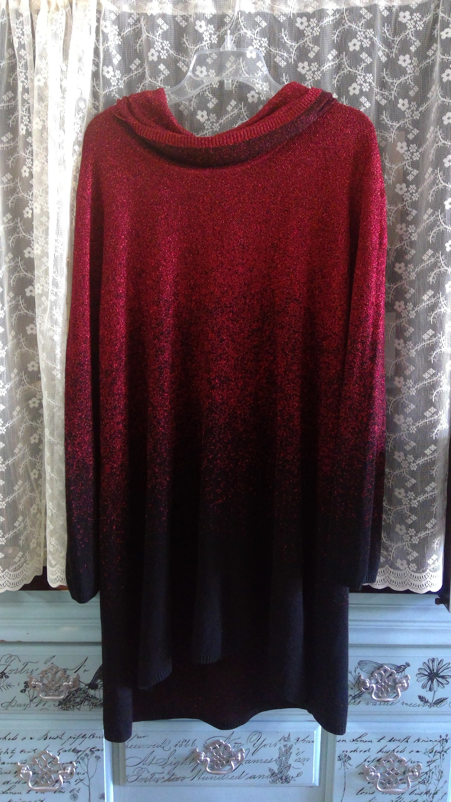 Red and Black Glittery Sweater