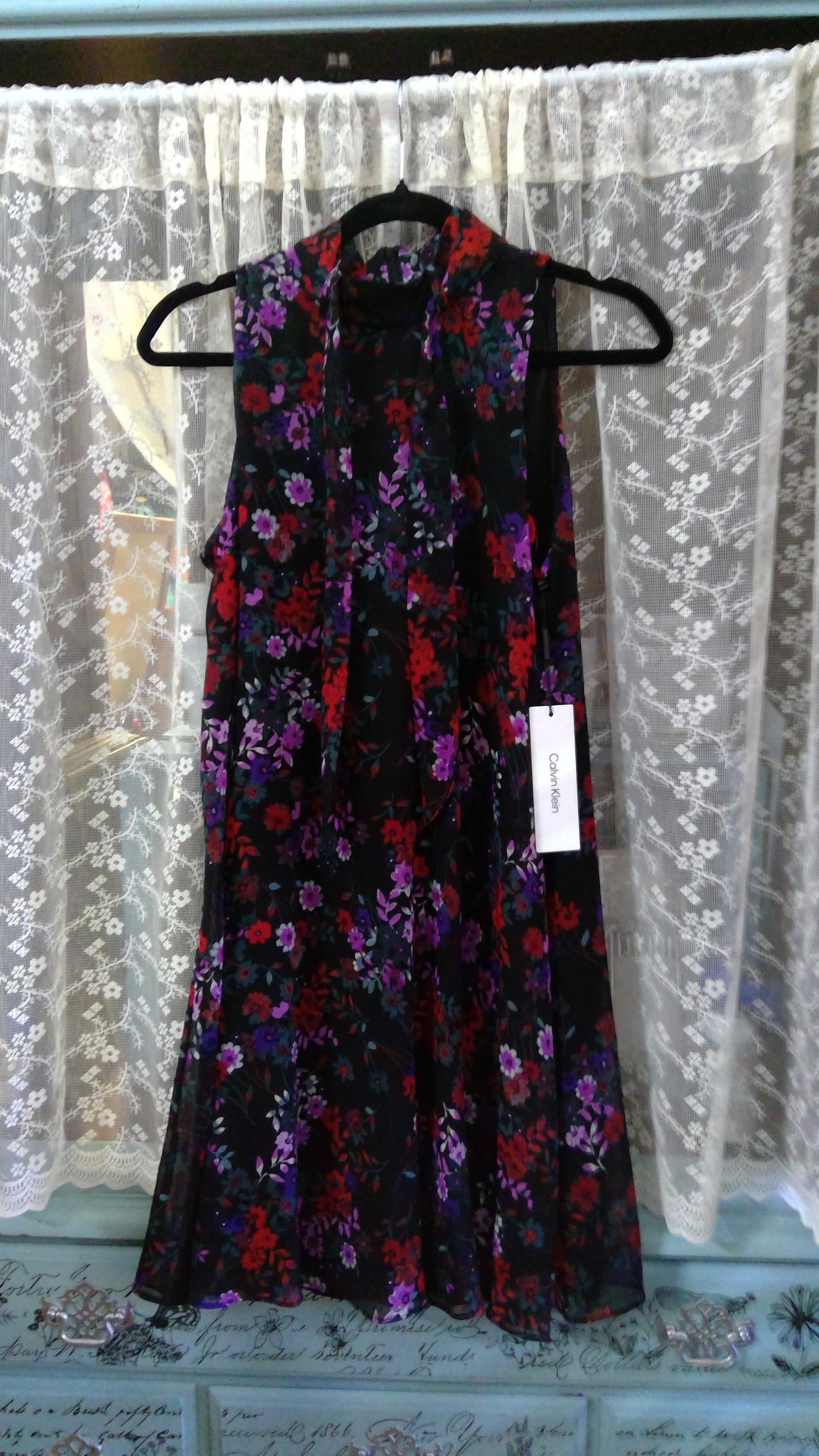 Black Floral Calvin Klein Dress