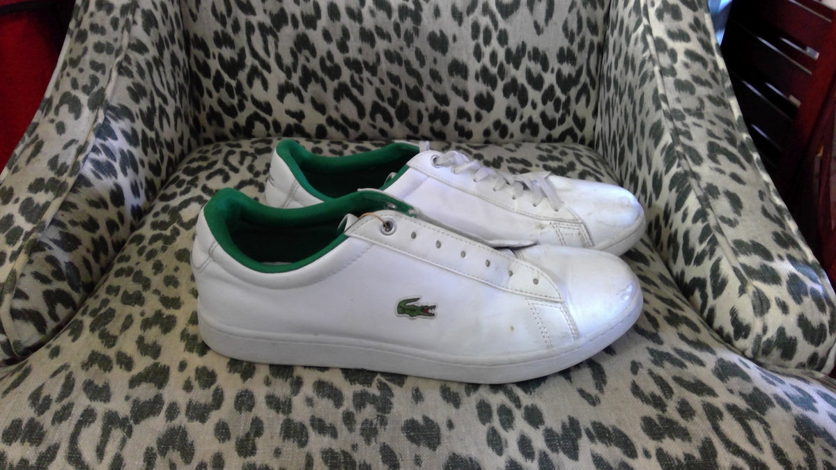 Lacoste Men’s Hydez Leather Sneakers – White & Green, Size 9