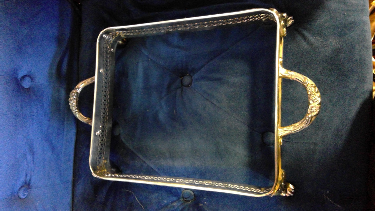 Vintage 1980s Anchor Hocking 7-Piece Casserole Set with Silver-Plated Serving Tray
